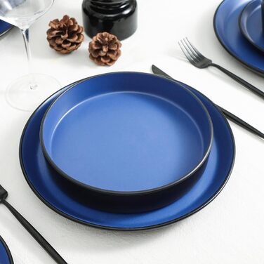 Набір посуду Stone Lain Albie Steinzeug 16 предметів: тарілки та миски для кухні, набір для 4 осіб, рожевий (блакитний/чорний)