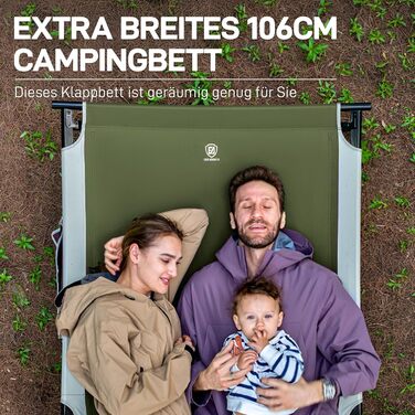 Розкладне ліжко EVER ADVANCED для кемпінгу: велике, стабільне, 214x106 см, до 300 кг, зелене