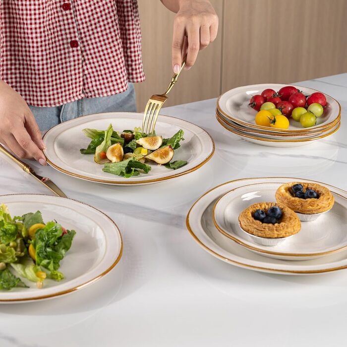 Набір посуду GBHOME Keramik з кераміки (12 предметів) – керамічний посуд, ручної роботи, для 4 осіб, білий