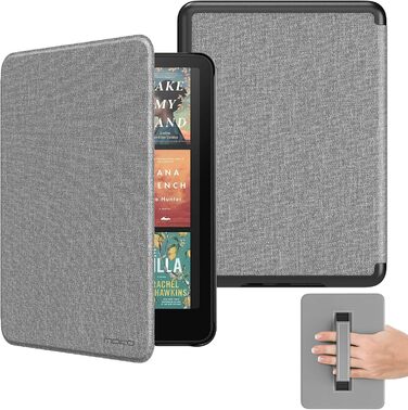 Чохол MoKo для Kindle Paperwhite (12-те покоління, 2024) та Kindle Colorsoft Signature Edition (2024), з петлею для руки, авто-ввімкнення/вимкнення, Agave Grün (сірий)