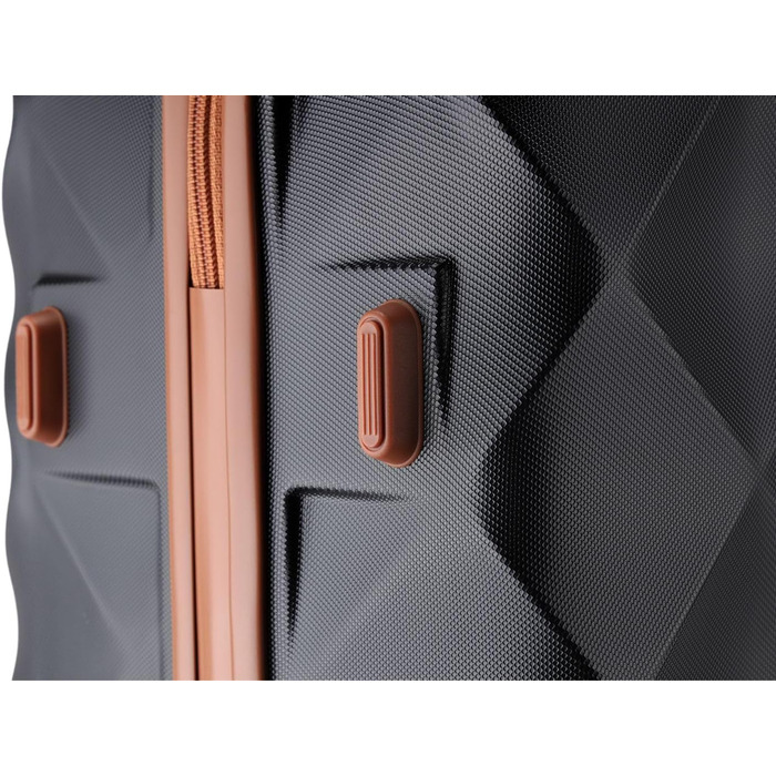 Чемодан British Traveller Mittelgroßer 64x43x26.5 см з ABS+PC, TSA-замок, 4 колеса (Чорний/Коричневий, M(64см 57л))