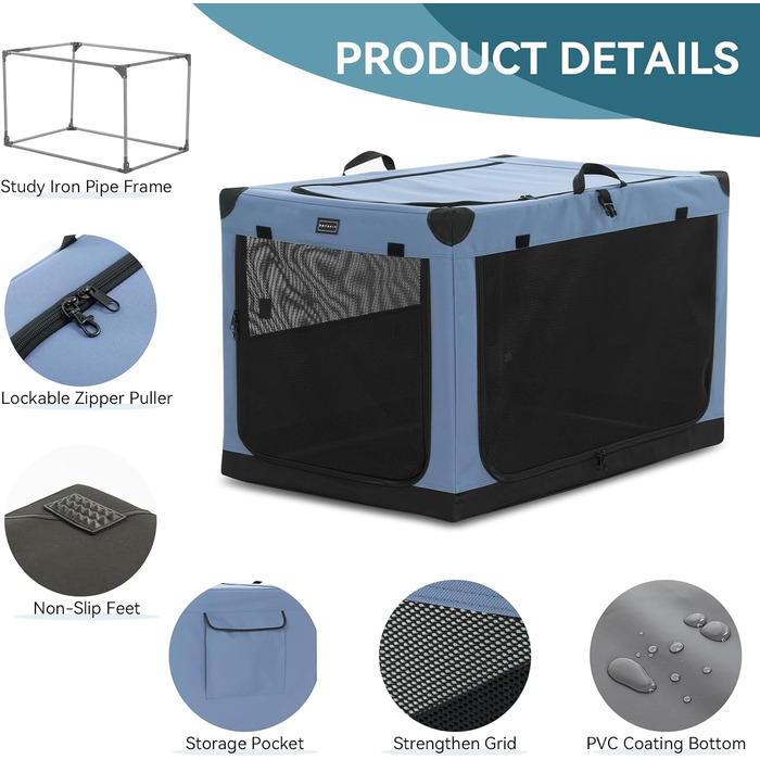 Транспортна переноска для собак та котів Petsfit, складана, для подорожей та авто, блакитна