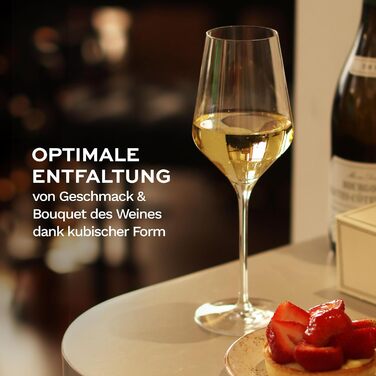 Stölzle Lausitz White Wine Glasses Quatrophil 6-Piece Set, 405 ml – High-quality wine glasses ideal for white wine & aperitif – Elegant white wine bowl made of crystal glass – dishwasher-safe & Made in Germany