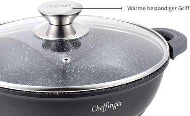 Чавунна каструля Cheffinger з кришкою, 24 см, індукція, чорна