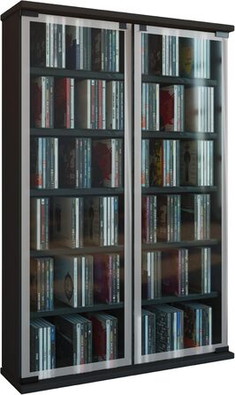 VCM Regal DVD CD стелаж для медіа, медіашкаф, органайзер для дисків, дерев'яний стелаж, шафа для зберігання, чорний, серія 'Galerie'