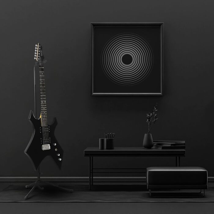 Електрогітара Rocktile Warhead Heavy-Series - Корпус з липи, 2 хамбакери, 24 лади, гриф з твердої породи дерева, тремоло Vintage String Thru, чорний глянцевий