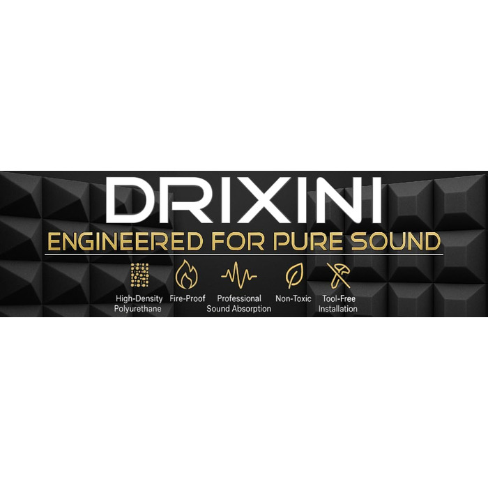 Акустичні панелі для шумоізоляції 30x30x5 см, набір 6 шт. (Сірий) — Професійні звукопоглинаючі панелі для студії, подкастів, дому та офісу з клейкою стрічкою