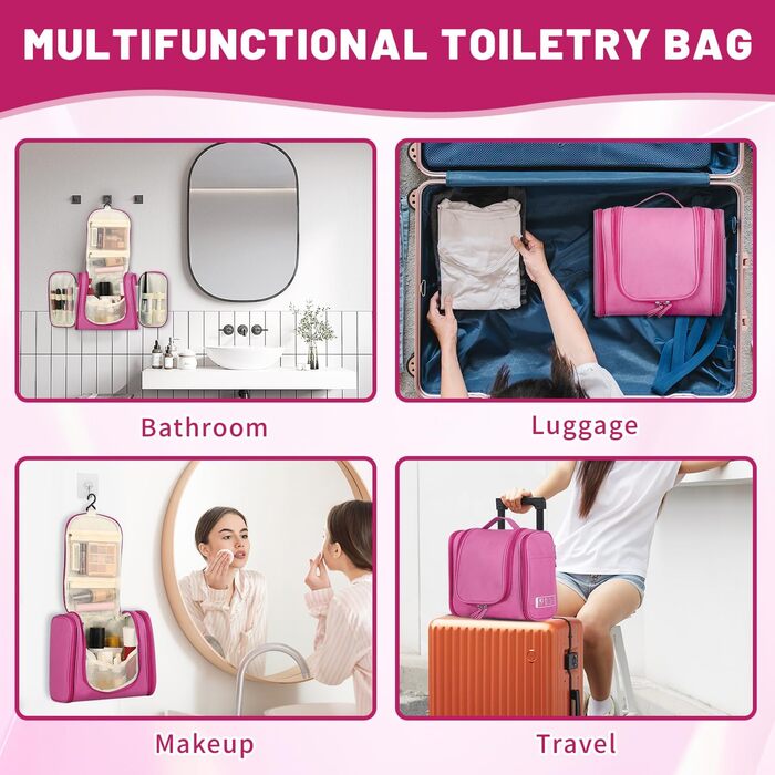 Чоловіча дорожня косметичка з гачком, косметичка для подорожей, дорожня сумочка для душу, зелений (рожевий)