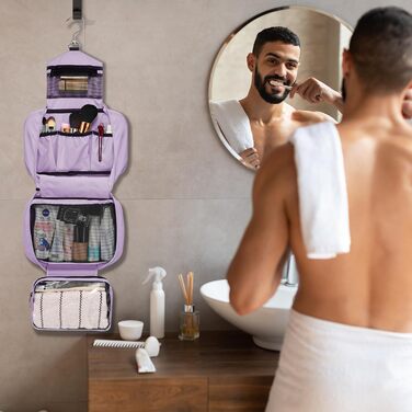 Зручна настінна сітка для туалетного паперу, водонепроникна, портативна, для чоловіків та жінок (L, світло-ліловий)