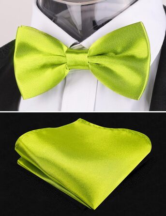 Метелик Alizeal чоловічий однотонний, з підтяжками та нагрудною хустинкою, подарунковий набір (132 - жовто-зелений)