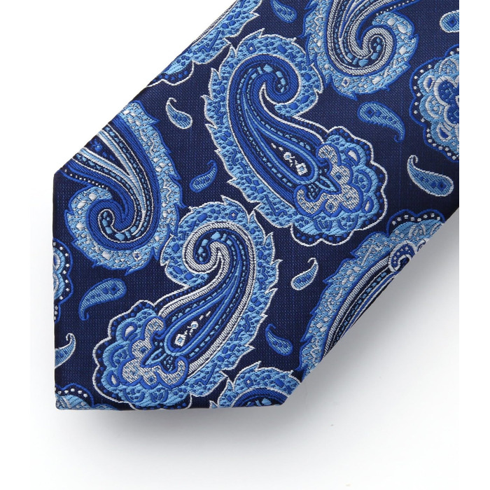 Краватка чоловіча HISDERN 160 см, з кишеньковим хустинкою, для весілля та бізнесу, шовкова, елегантна, синій візерунок Paisley