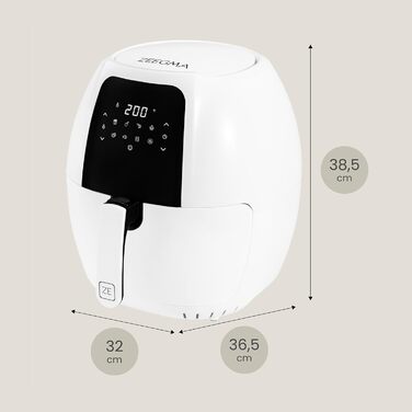 Фритюрниця без олії ZEEGMA KNAPPER GRAND 1700 Вт, 2 відсіки, 9 л, таймер 60 хв, 11 програм, 60-200°C, швидкий нагрів, сенсорне керування, білий колір