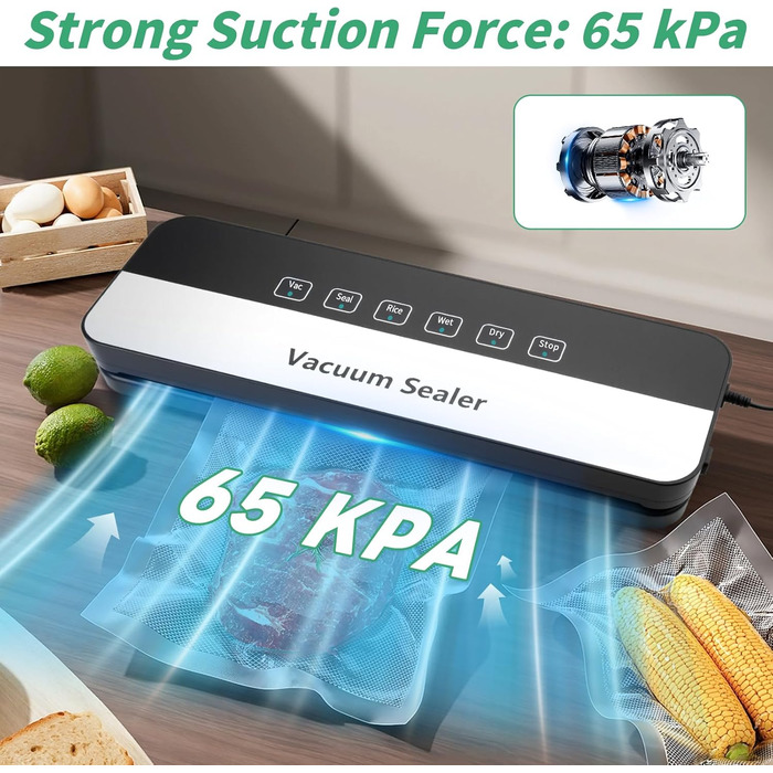 Вакуумний пакувальник 6-в-1 для продуктів харчування, сухий/вологий режим, пристрій для запечатування з вакуумними пакетами