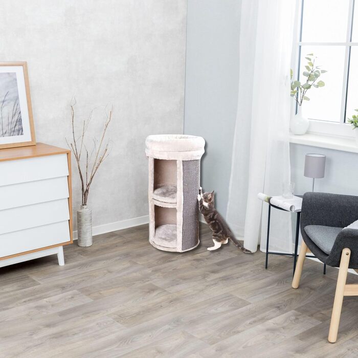 Двоповерховий котячий комплекс TRIXIE Mexia сірого кольору, 39 x 39 x 73 см