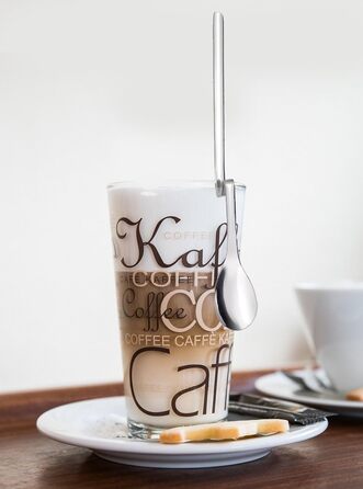 6 шт. довгі ложки для напоїв з вигином (20 см), ложки для лате макіато, йогурту, коктейлів, нержавіюча сталь, полірована, придатні для миття в посудомийній машині, без нікелю