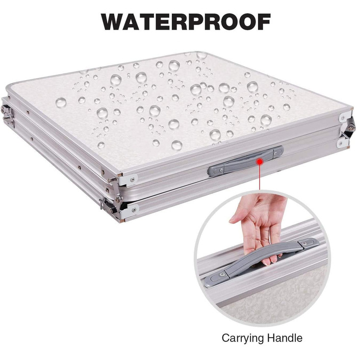 Складний стіл 60 см, портативний, для кемпінгу та пікніка, сад, на вулицю, регульована висота, алюмінієвий каркас, 60 x 45 x 25,9 см (Д x Ш x В)