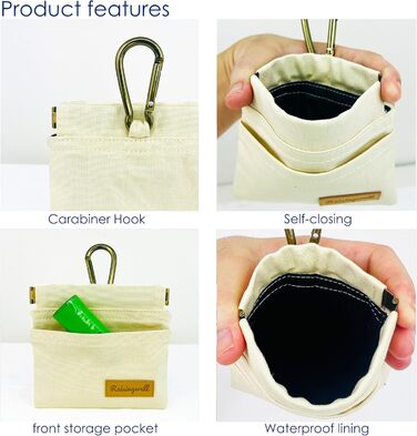 Сумка для корму для собак Leckerlibeutel – міцна бавовняна сумка для прогулянок з карабіном та самозакривною застібкою, ідеальна для подорожей та активного відпочинку (біла)