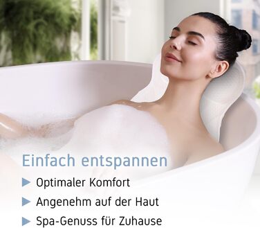 Bathtub Pillow | Premium Bathtub Pillow with Headrest & Neck Support | Pillow ideal as Bathtub Neck Pillow & Head Pillow | Ergonomic Tub Pillow with Suction Cups, White