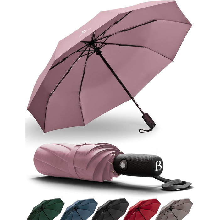 Зонт LOGAN & BARNES Boston (рожевий) - штормовий, з тефлоновим покриттям, до 140 км/год
