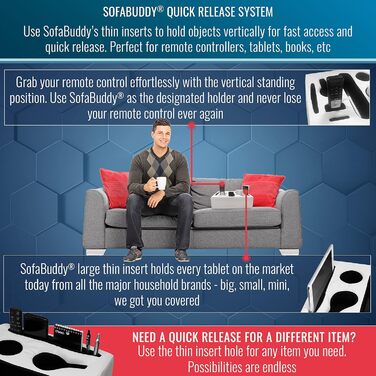 Sofa-Buddy Practical Couch Cup Holder, Couch Coaster, Sofa Cup Holder. The perfect couch accessory (Square-big-leather-white)