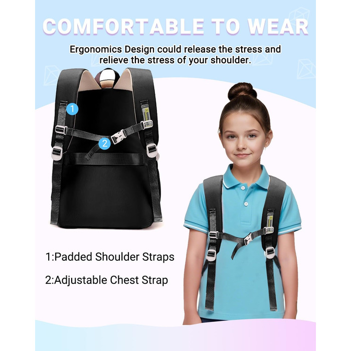 Дитячий рюкзак для дівчаток Kinderrucksack: 32L, 2-10 клас, легкий, з дихаючою спинкою та м'якими лямками. Ідеальний для школи.