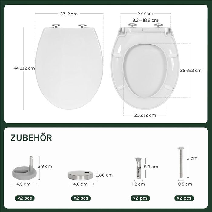 Сидіння для унітаза WOLTU овальної форми (O-подібне) з мікроліфтом (Softclose), пластикове, з системою швидкого монтажу Fast Fix