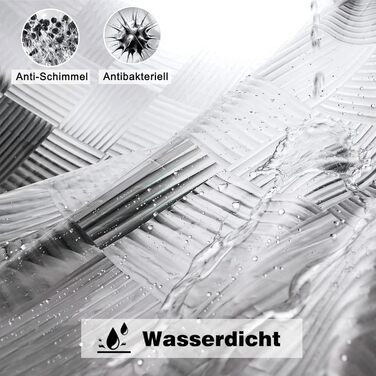 Штора для душу EurCross прозора 180x200 см з 3D геометричним малюнком, водонепроникна, з магнітами та гачками, EVA пластик, антигрибкова