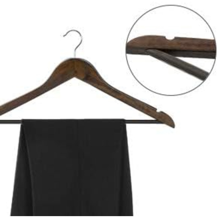 Вішалка для одягу Evolluxi Lotus з масивного дерева, для сорочок та жакетів, обертовий гачок, (Retro), горіх, 10 шт.