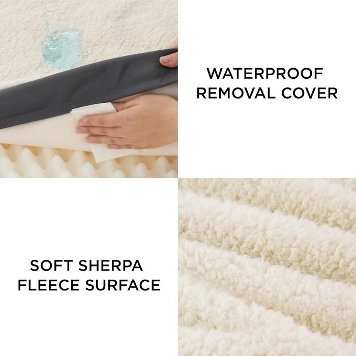 Ортопедичне ліжко для собак BEDSURE - великі породи, 112x81x8 см, м'яке, миється, сіре/бежеве