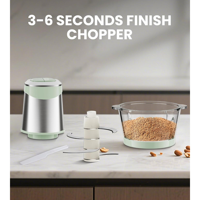 Електричний подрібнювач для кухні ESoundvol 400W з чашею 2л та 4 лезами з нержавіючої сталі для м'яса, овочів, горіхів, дитячого харчування