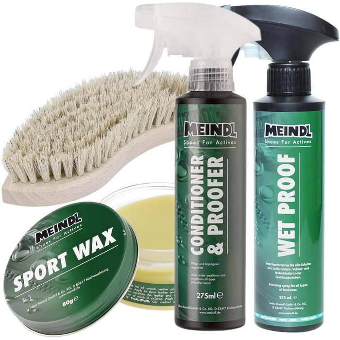 Meindl Leder MegaPack: Sportwax + Impregnator + Conditioner + Care Brush
