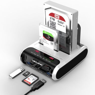 Док-станція для жорстких дисків WAVLINK ST336A: USB, SATA, TF/SD, зарядка, Offline Clone
