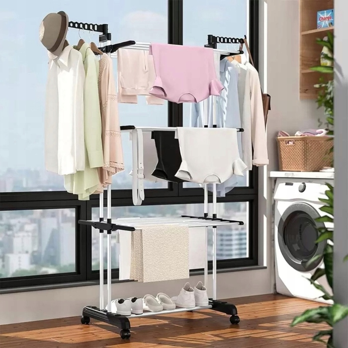 Вертикальна розкладна сушарка для одягу та білизни на колесах XXL