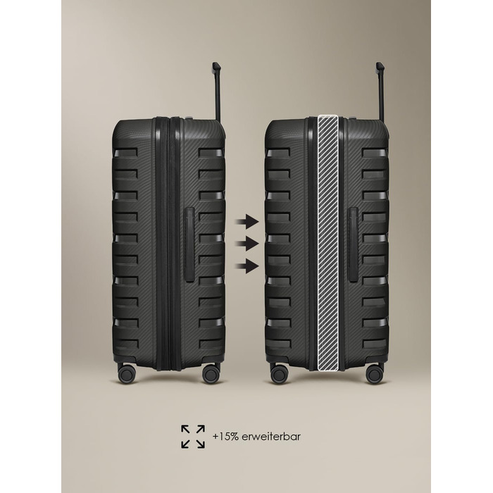 Чемодан тріумф SMARTBOX Hartschalen Check-in XL, 76 см, 111-120 л, розширюваний, з TSA-замком, з поліпропілену, 4 колеса, чорний