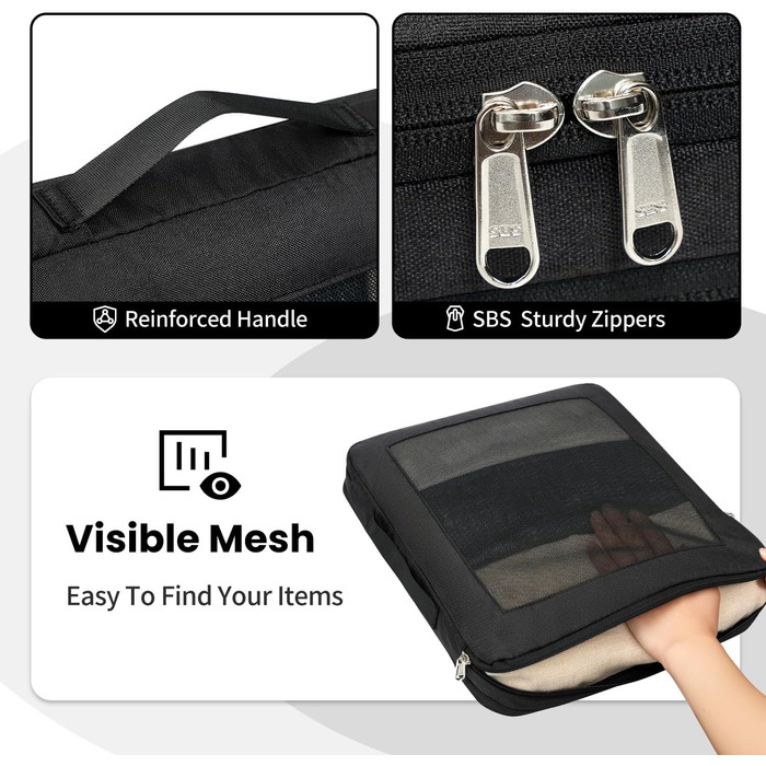 Набір кубиків-органайзерів для подорожей Prezon (6 шт., чорний)