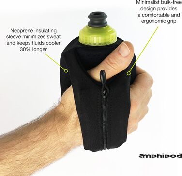 Hydraform Ergo-Lite Hand Bottle, BPA-free, minimalist, insulated, for ultrarunning and walking, Anthracite, 297 ml