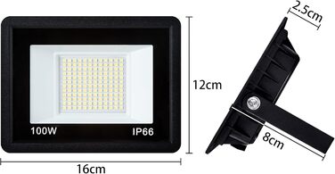 AufuN 5x100W LED Floodlights Cool White Super Bright LED Outdoor Floodlight IP65 Waterproof Aluminum Spotlight Light for Garden, Garage, Yard or Hotel