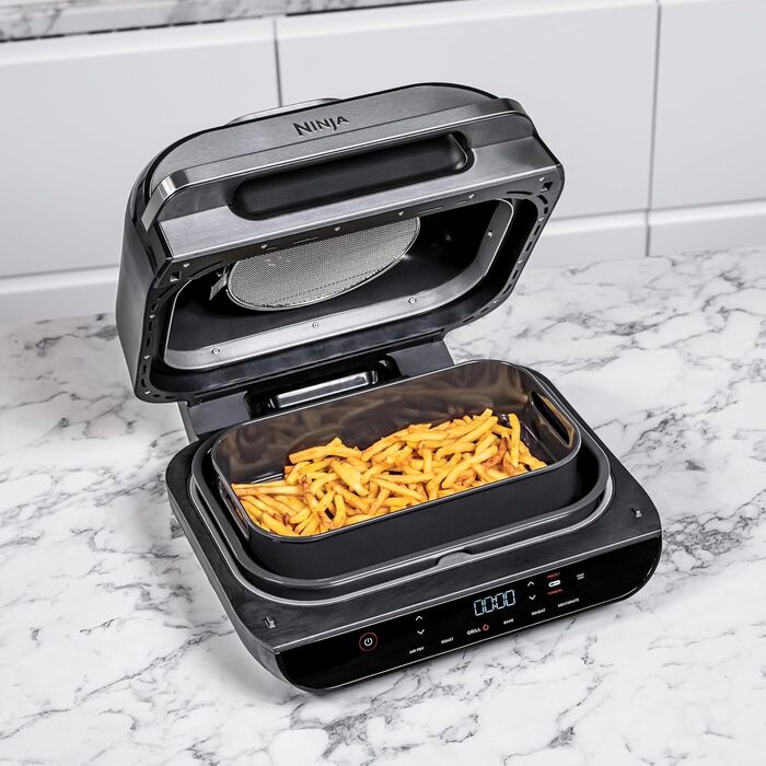 Ninja Foodi MAX Grill & Air Fryer, 5.7L Air Fryer with Digital Temperature Probe, Dishwasher-Safe Parts, 6-in-1, Gray/Silver AG551EU MAX Grill & Air Fryer 5.7L Gray/Silver