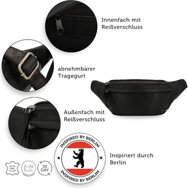 Чоловіча/жіноча поясна сумка Gusti Leather Spencer I з натуральної шкіри (чорна)