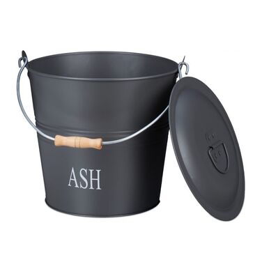 Relaxdays Ash Bucket with Lid, Grey