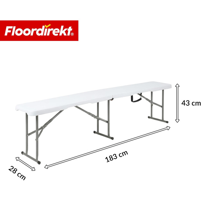 Зручний розкладний садовий стіл Floordirekt Buffettisch для відпочинку на терасі, балконі або кемпінгу - 183x76 см, матеріал: пластик, на 6 осіб
