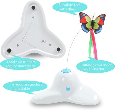 18 PCS Interactive Automatic Butterfly Cat Toy with Kitten Play Balls for House Cats Adults - 18 Pack Gift
