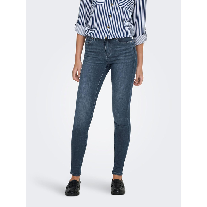 Джинси скінні жіночі ONLY ONLBLUSH, середньої посадки, укорочені, блакитно-чорний денім (XS/30L)