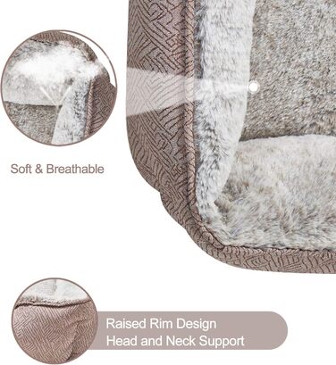 Крісло-лежанка для собак та котів Joyelf, миюче, заспокійливе, анти-стрес, м'яке, плюшеве, для цуценят, кошенят та маленьких собак, прямокутне (81x58 см, колір кава)