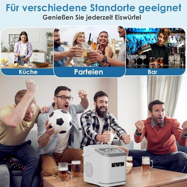 Машина для приготування льоду, 12 кг/24 год, 9 кубиків за 6 хвилин, 2 розміри кубиків, самоочисна, з лопаткою та кошиком, для дому, офісу, бару, вечірки (Біла)