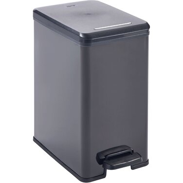 Сміттєвий кошик Curver Deco Slim 40 л, пластиковий, чорний/сріблястий металік, 39.3 x 25 x 60.7 см