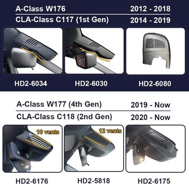 Відеореєстратор Fitcamx 4K для Mercedes-Benz A-Class (W176, W177) та CLA (C117, C118) 2012-2023, подвійний (перед/зад), WiFi, G-сенсор, карта 128GB