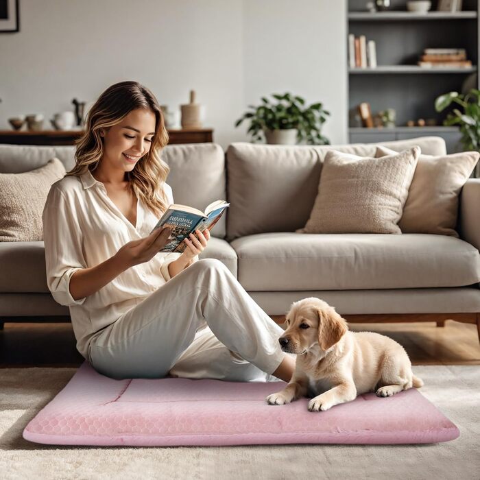 Килимок для собак BVAGSS: килимок для маленьких, середніх та великих собак, двосторонній, охолоджуючий та зігріваючий, рожевий (91x58 см)