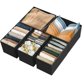 Simple Houseware Foldable Drawer Organizer for Clothes/Underwear/Panty/Jumpsuit, 12-Piece Set, (2L / 2M / 2S, Black)