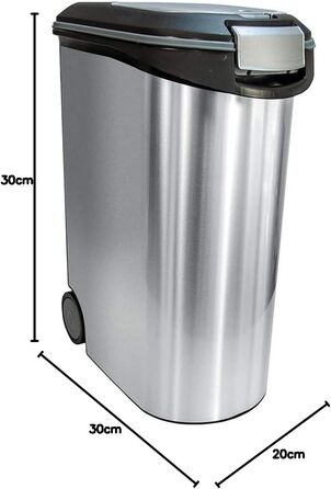 Контейнер для корму Curver Tier-Futter-Container 20 кг, 54 л, чорний/сріблястий, з роликами